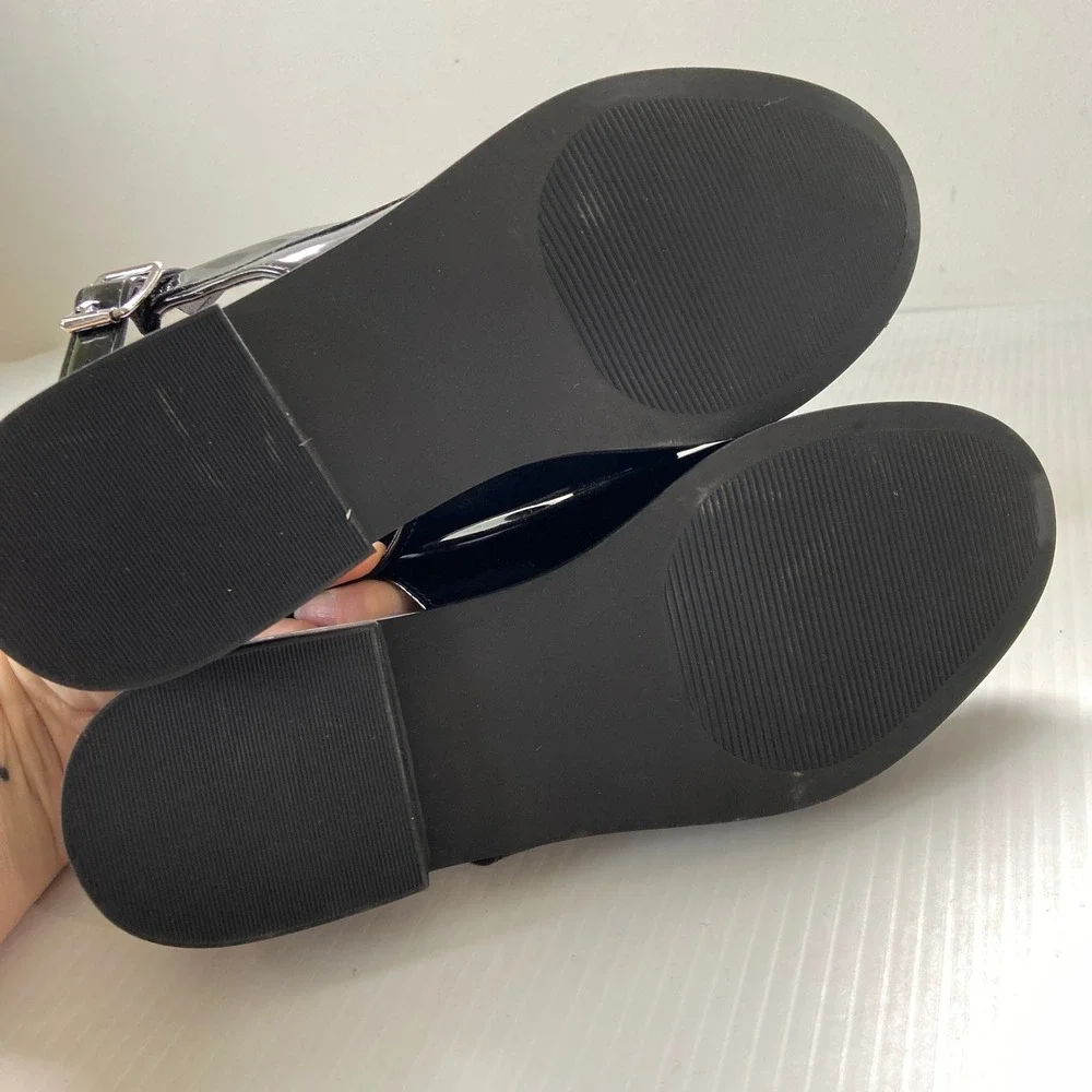 Madden Girl Black Faux Patent Leather Slingback Penny Loafers Womens 8 - Picture 6 of 8